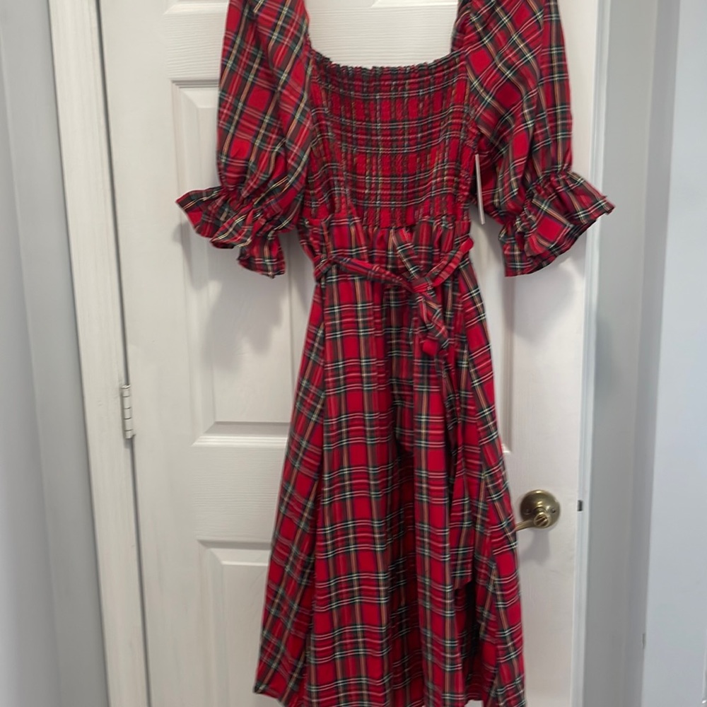 Plaid Holiday Red Dress - Picture 2 of 3